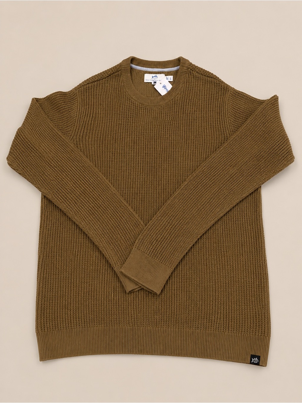 NWT Southern Tide Men’s Large Brown Waffle Knit Crewneck Sweater
